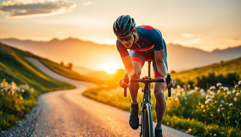 Rennradfahrer beim Langstreckentraining